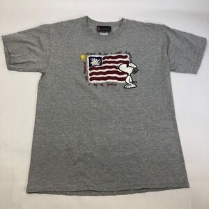 Vintage Peanuts Snoopy‎ American Flag Graphic T-Shirt Gray Medium Patriotic